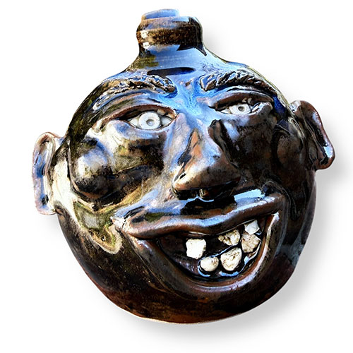 Liz Bloodgood 5" Wood Fired Southern Brown Face Jug DP5963